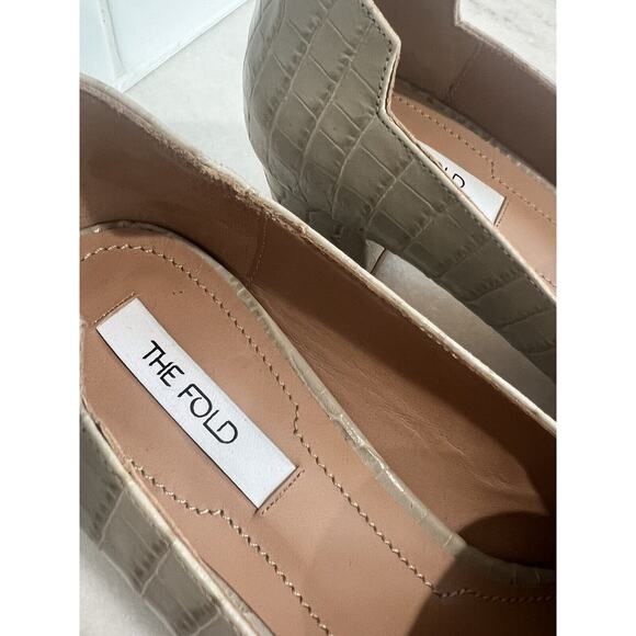 NEW The Fold London Isola 45 Mid Heel Grey Croc-Embossed Leather 38 (8) - Picture 5 of 12